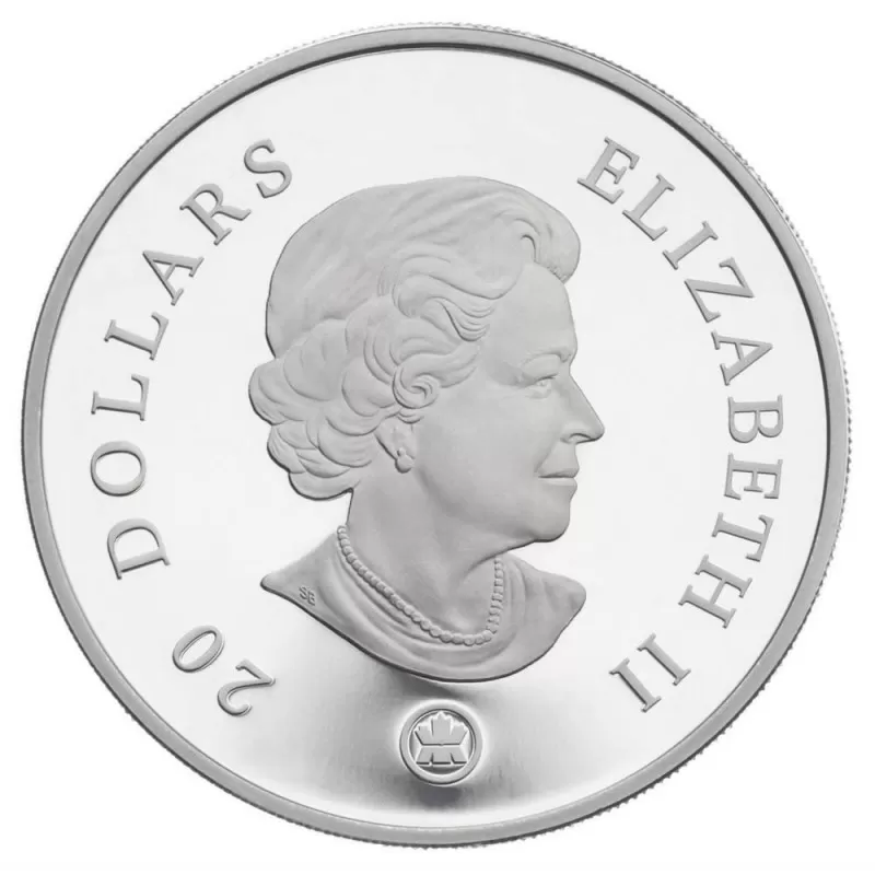 2008 Canadian $20 Amethyst Crystal Snowflake 1 oz Fine Silver Coin